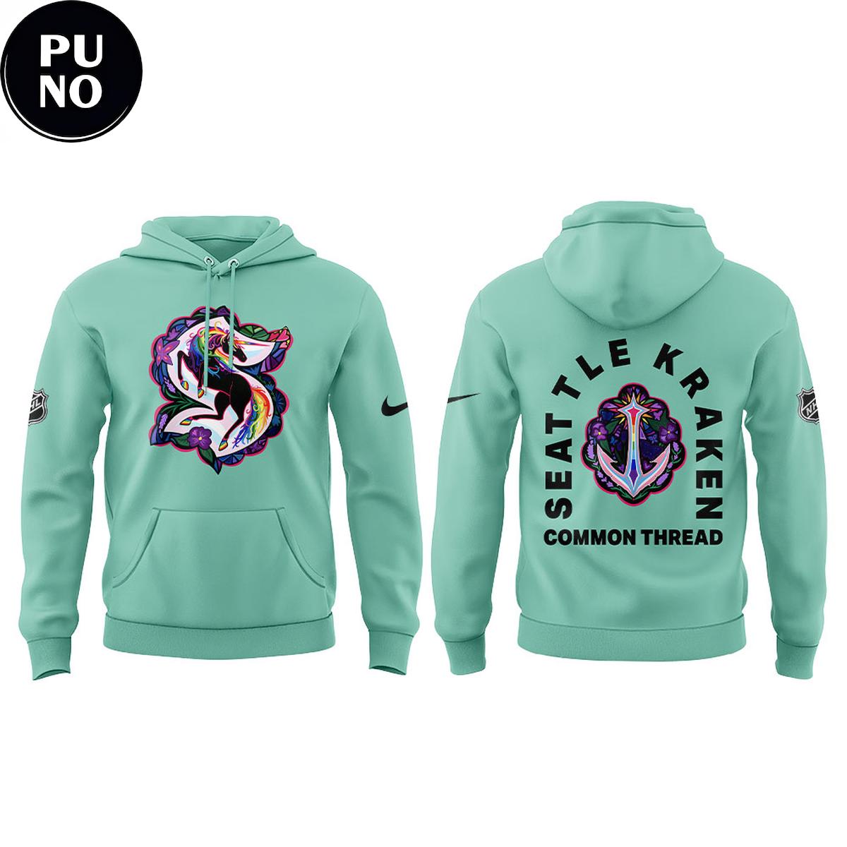 Seattle Kraken x Pride Night 2026 Common Thread Mint Hoodie T-Shirt