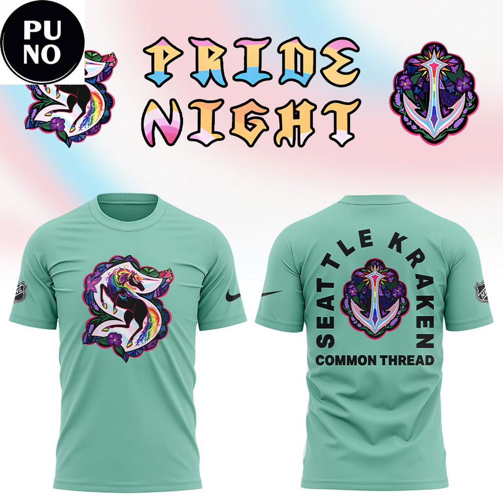 Seattle Kraken x Pride Night 2026 Common Thread Mint Hoodie T-Shirt
