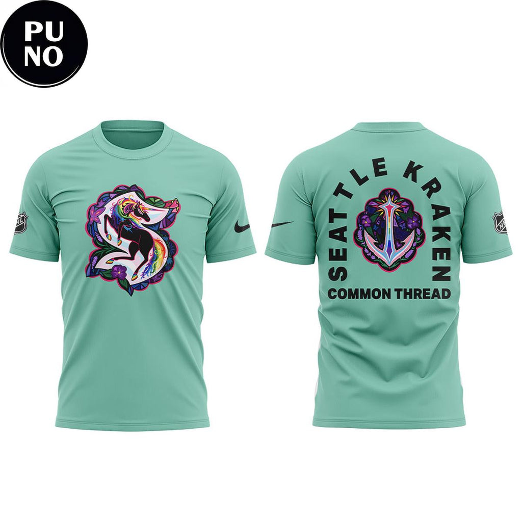 Seattle Kraken x Pride Night 2026 Common Thread Mint Hoodie T-Shirt