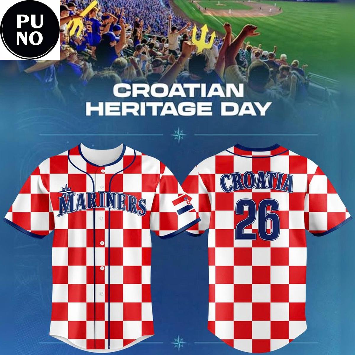 Seattle Mariners x Croatian Heritage Night 2026 Personalized Baseball Jersey