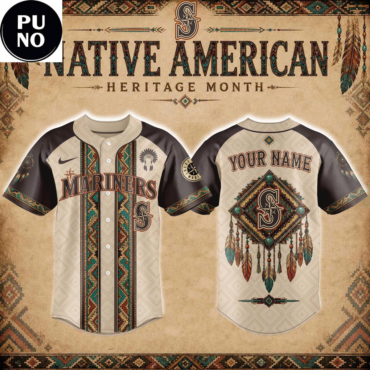 Seattle Mariners x Native American Heritage 2026 Personalized Baseball Jersey