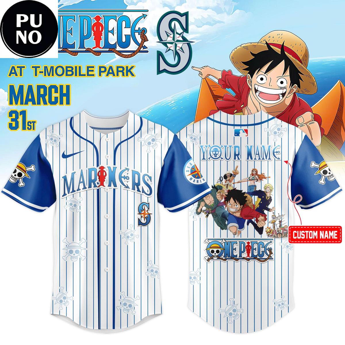 Seattle Mariners x One Piece Night 2026 New Baseball Jersey
