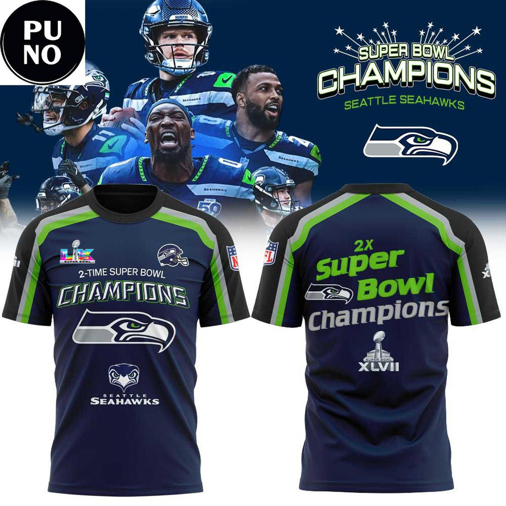 Seattle Seahawks 2 Times Super Bowl Champions Hoodie T-Shirt