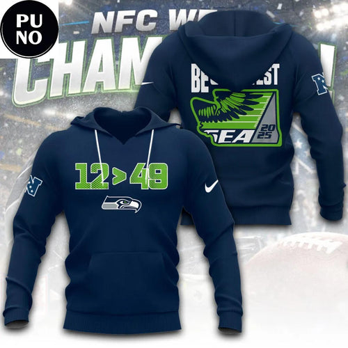 Seattle Seahawks 2025 NFC West Champions Best In The West 12 Stronger Than 49 Hoodie T-Shirt