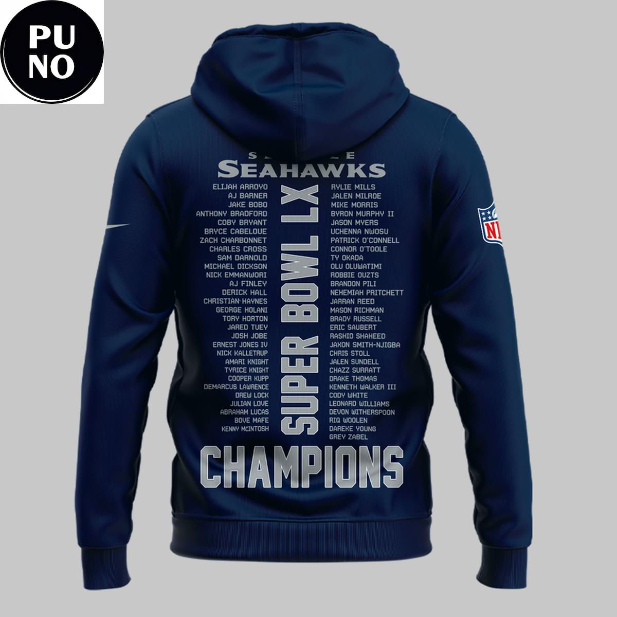 Seattle Seahawks 2026 Super Bowl LX Champions The Whole Squad Hoodie T-Shirt