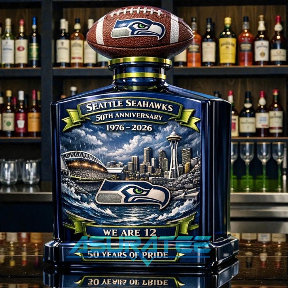 Seattle Seahawks 50th Anniversary Commemorative Whiskey Bottle