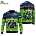 Seattle Seahawks Baby Yoda Hug The Ball Christmas Ugly Sweater