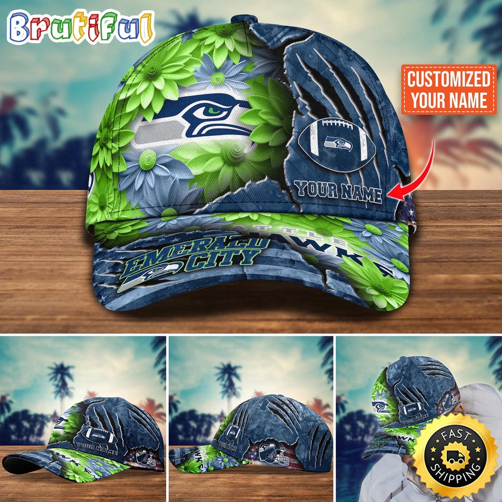 Seattle Seahawks Baseball Cap Flower New Trending Custom Cap For Fan