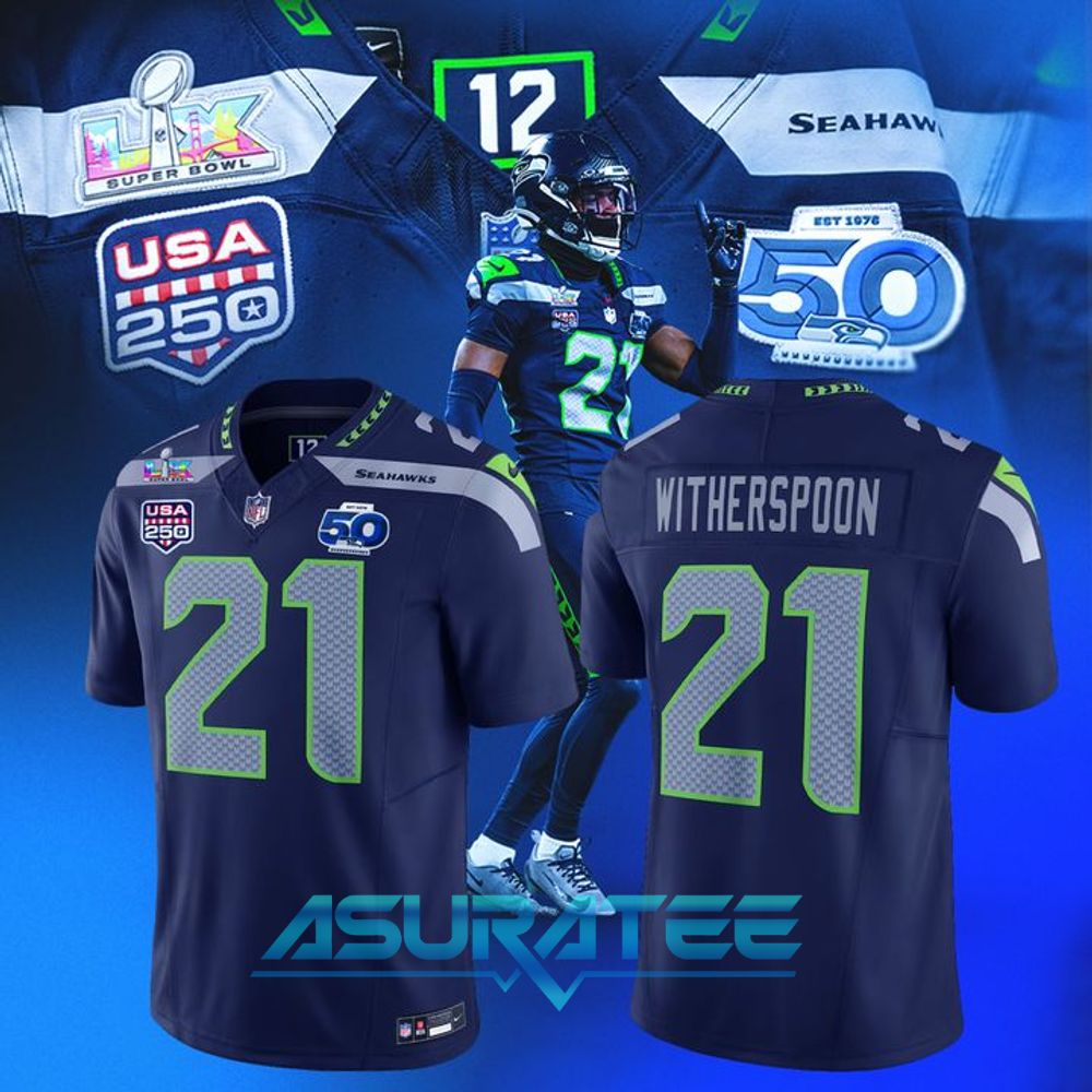 Seattle Seahawks Devon Witherspoon-Njigba Nike College Navy Super Bowl LX Patch Game Jersey