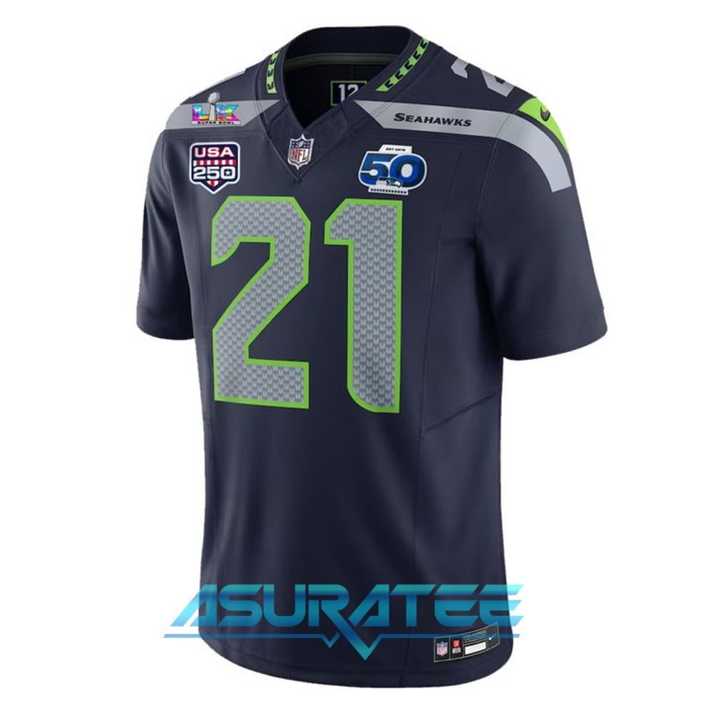 Seattle Seahawks Devon Witherspoon-Njigba Nike College Navy Super Bowl LX Patch Game Jersey