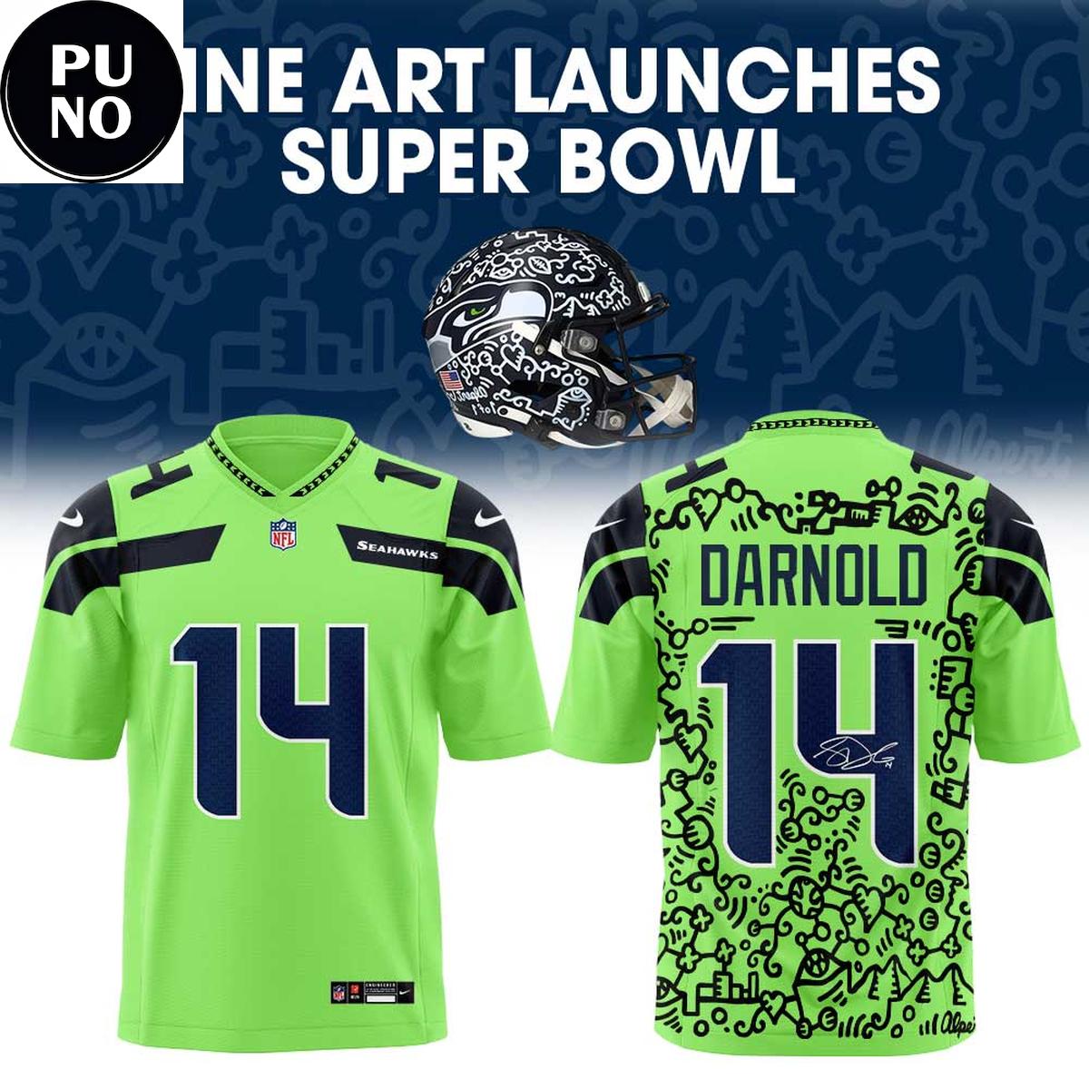 Seattle Seahawks Fine Art Launches Super Bowl LX Personalized Football Jersey