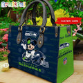 Seattle Seahawks Mickey Leather Bag Custom Name Women Bag
