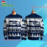 Personalized Seattle Seahawks Nfl Snow Ugly Christmas Sweater
