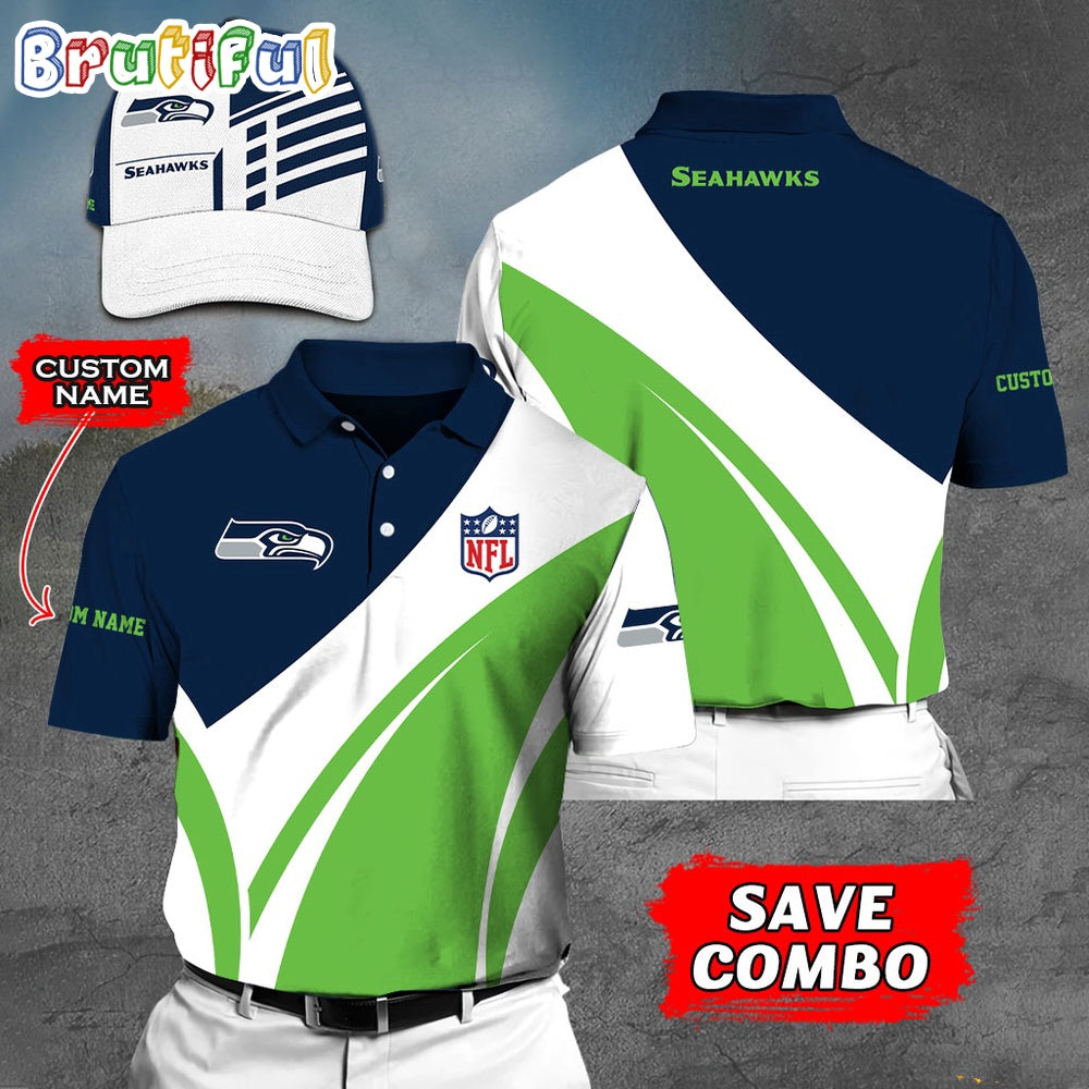 Seattle Seahawks Polo Shirt Custom Name Football Polo Shirts