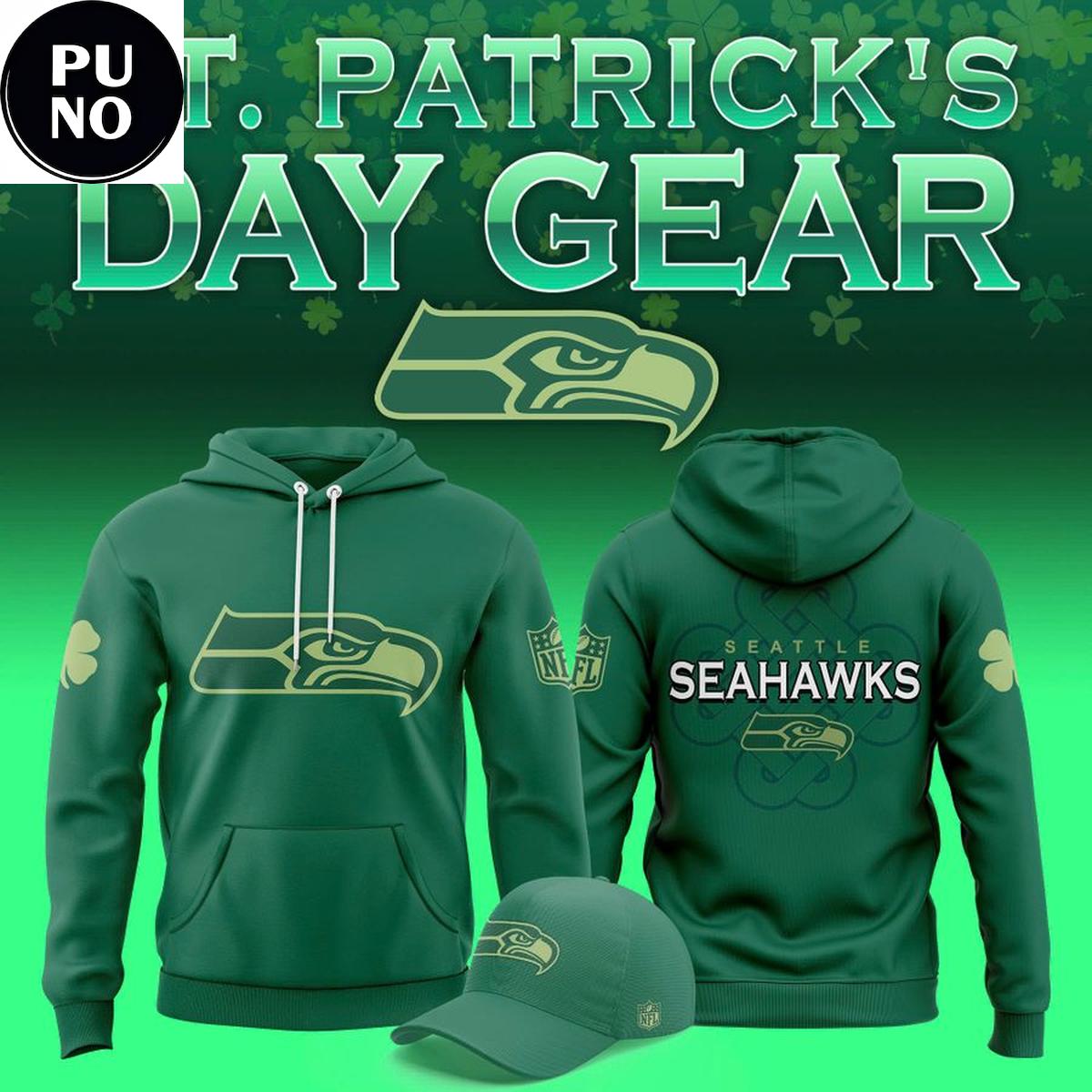 Seattle Seahawks St. Patrick’s Day 2026 Green Celtic Luck Hoodie