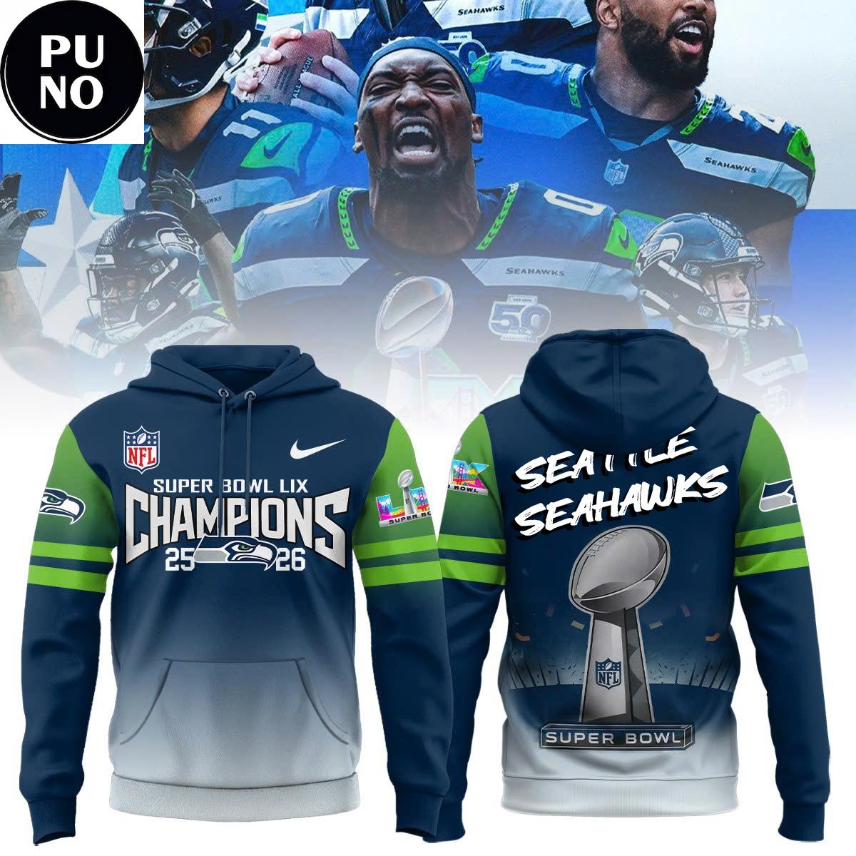 Seattle Seahawks Super Bowl LX Champions 25-26 NFL Hoodie