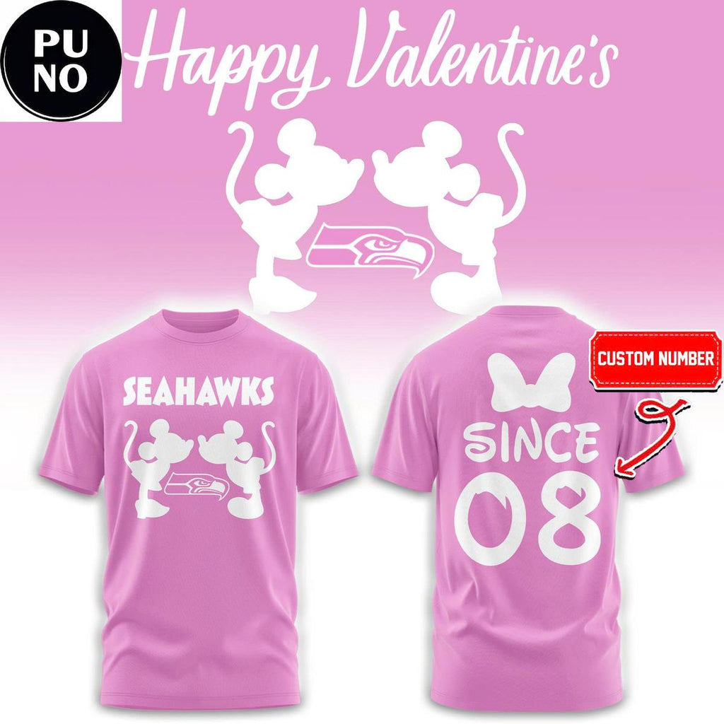 Seattle Seahawks x Mickey Mouse Valentine Day 2026 Personalized Hoodie T-Shirt