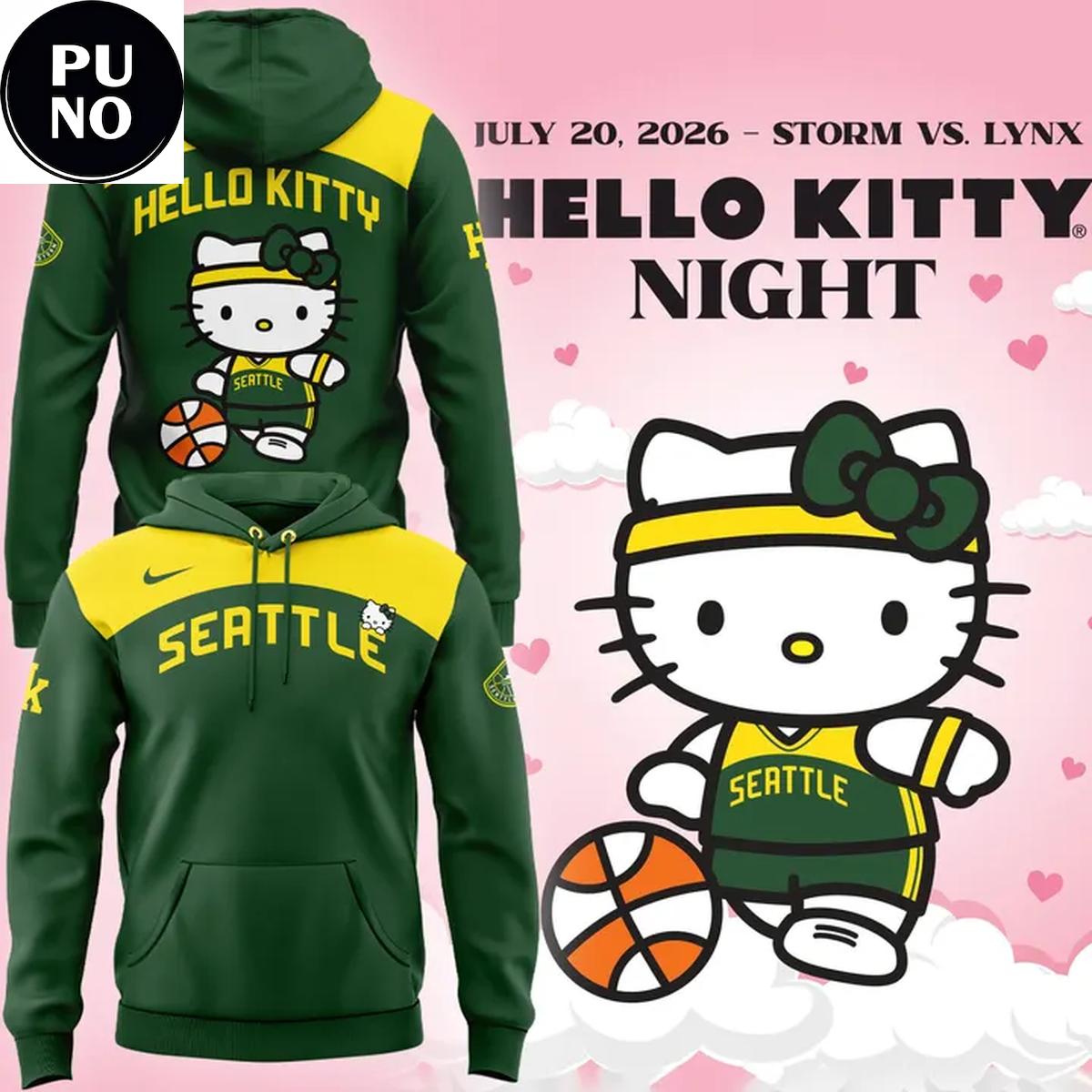 Seattle Storm 2026 Hello Kitty Night Hoodie T-Shirt