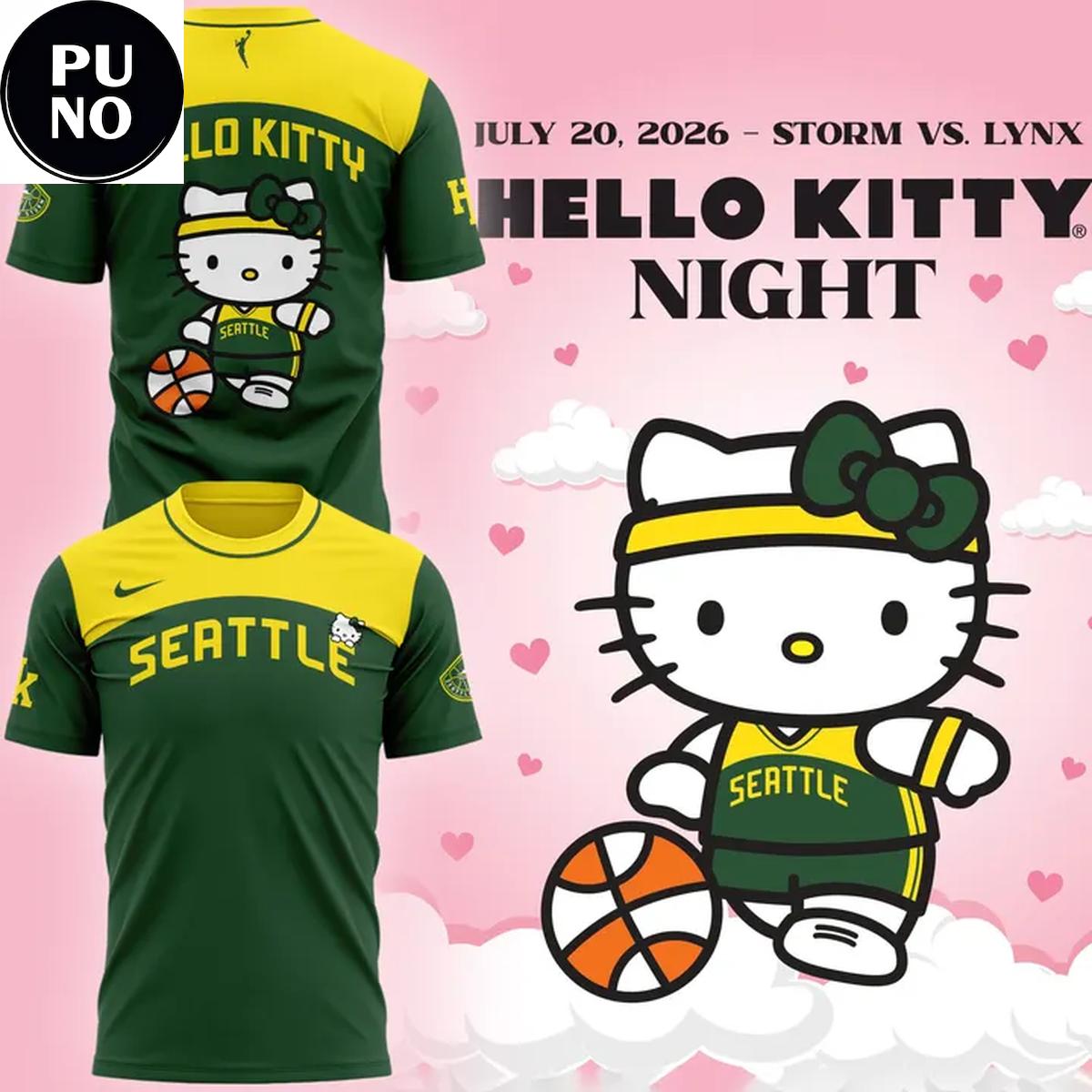 Seattle Storm 2026 Hello Kitty Night Hoodie T-Shirt