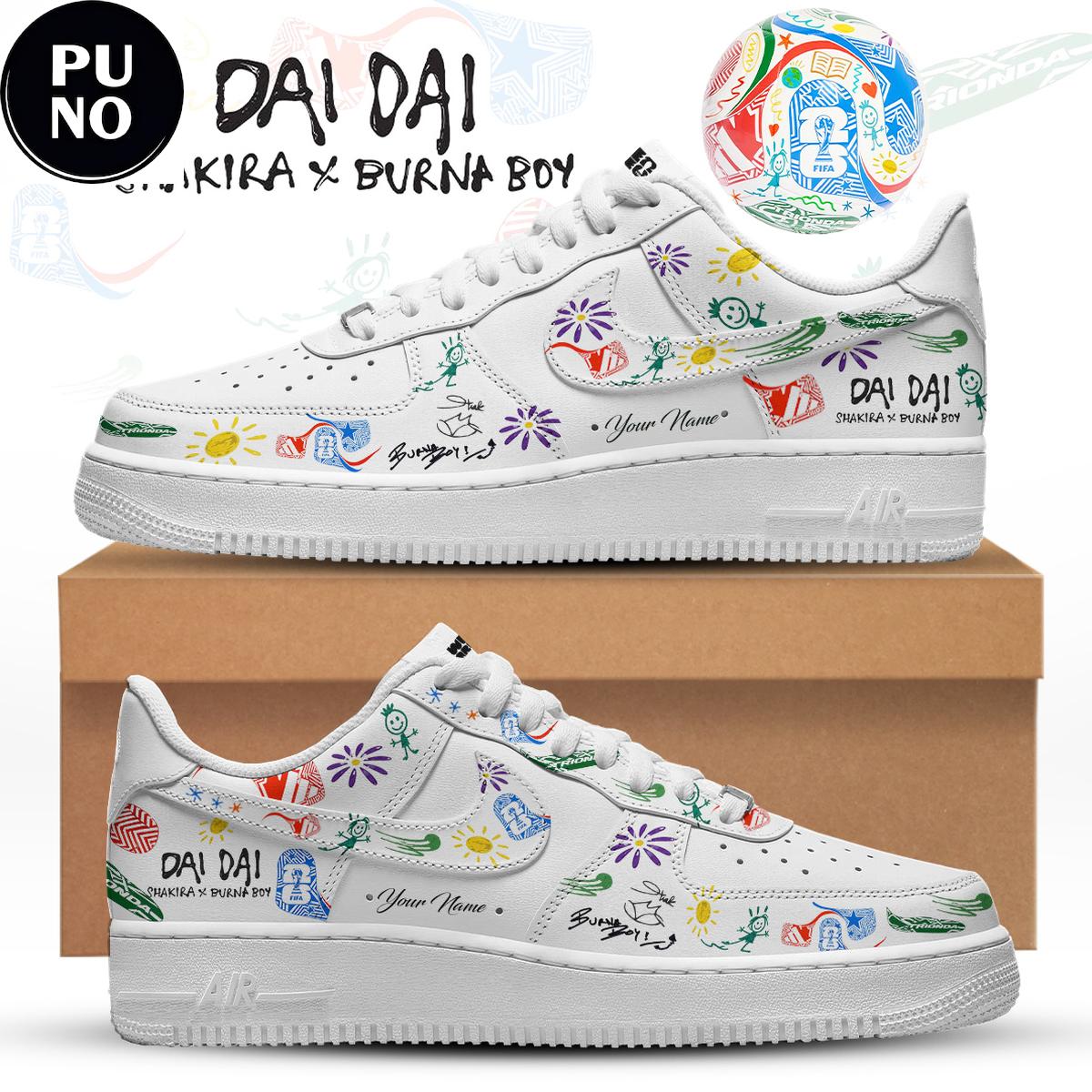 Shakira ft. Burna Boy World Cup 26 Dai Dai Custom Name Air Force 1 Shoes