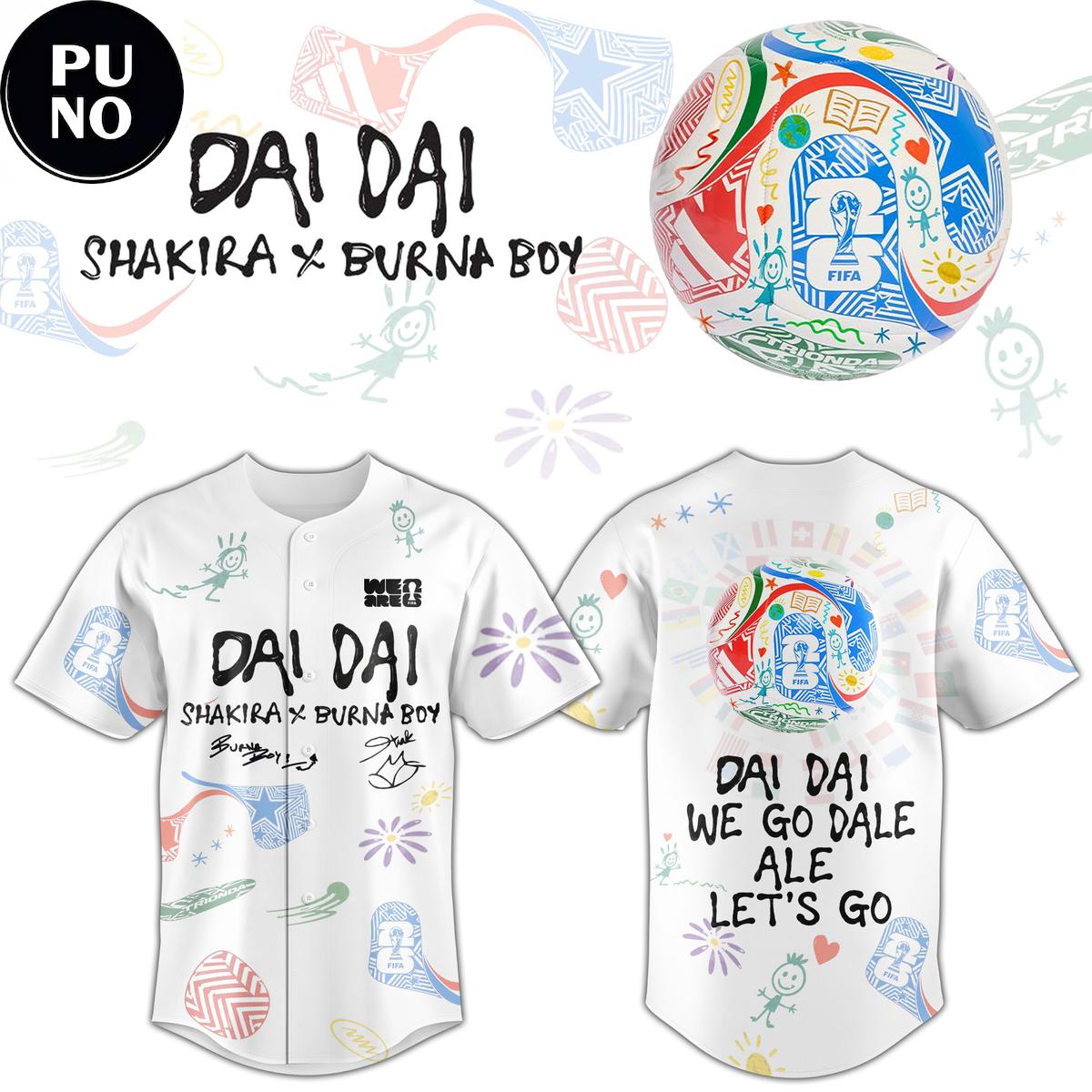 Shakira ft. Burna Boy World Cup 26 Official Song Dai Dai Baseball Jersey