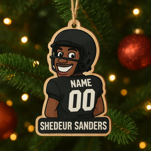 Shedeur Sanders Ornament Personalized Wooden Football Jersey Christmas Tree Decoration 2026