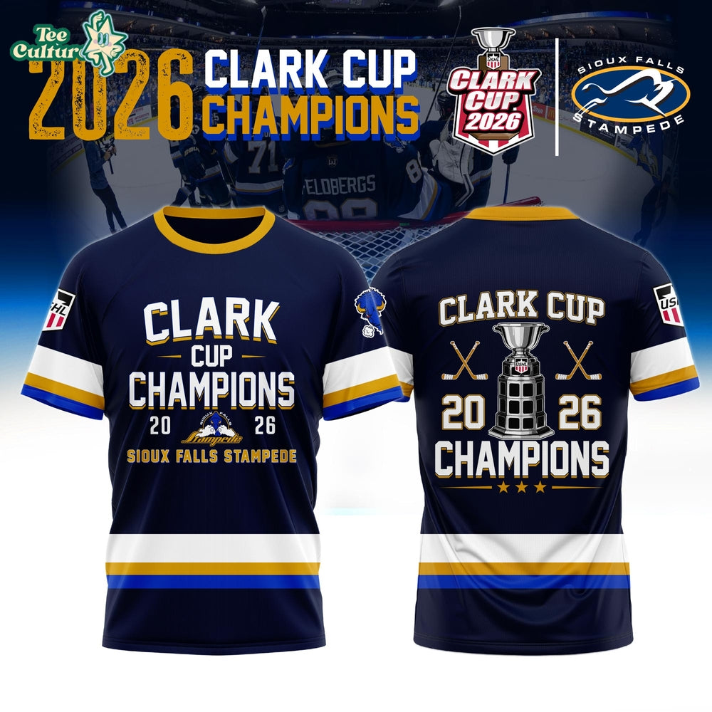 Sioux Falls Stampede 2026 USHL Clark Cup Champions Tshirt Limited Edition
