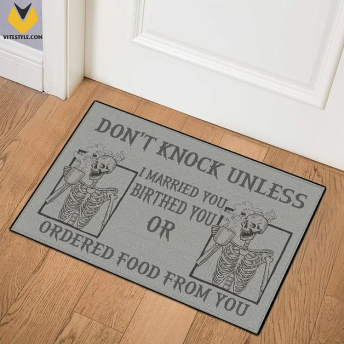 Skeleton Skull Don’t Knock Unless I Married I Birthed You Doormat
