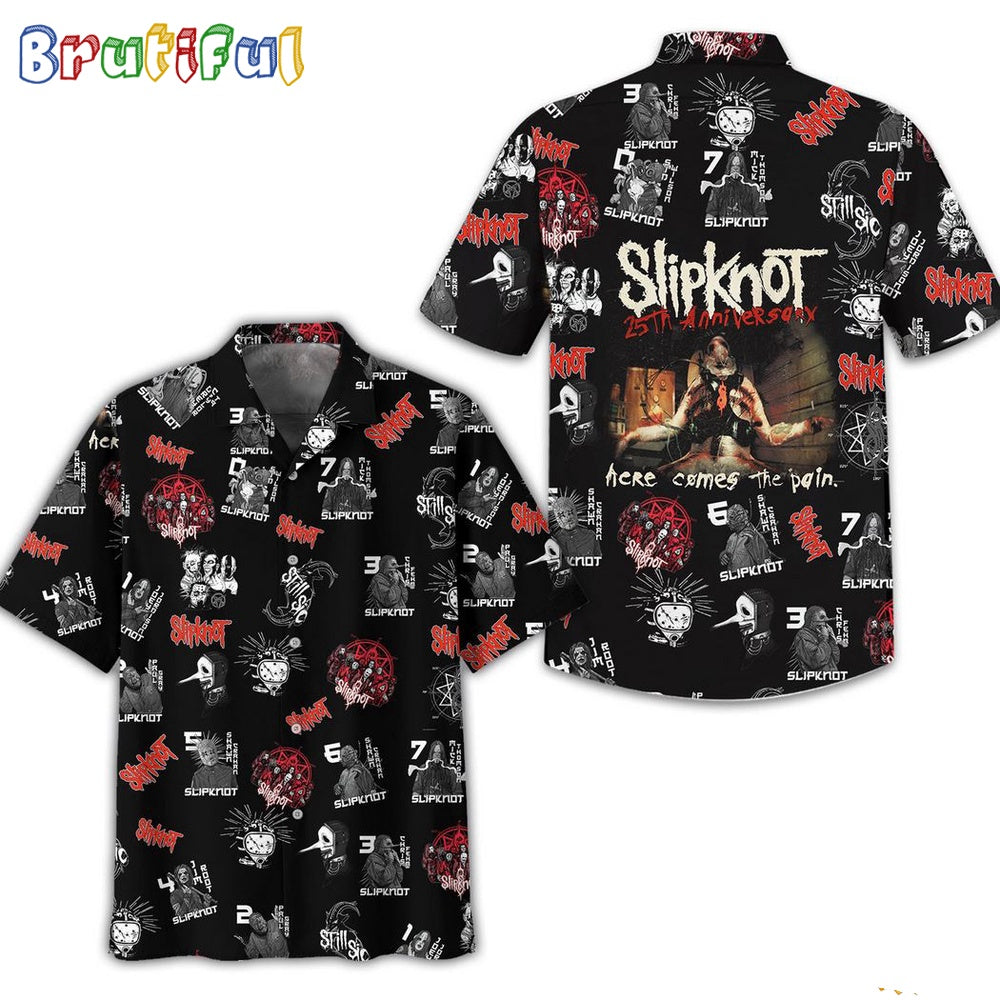 Slipknot 25th Anniversary Acre Comes The Pain Hawaiian Shirt, Slipknot 2024 Hawaiian Shirt