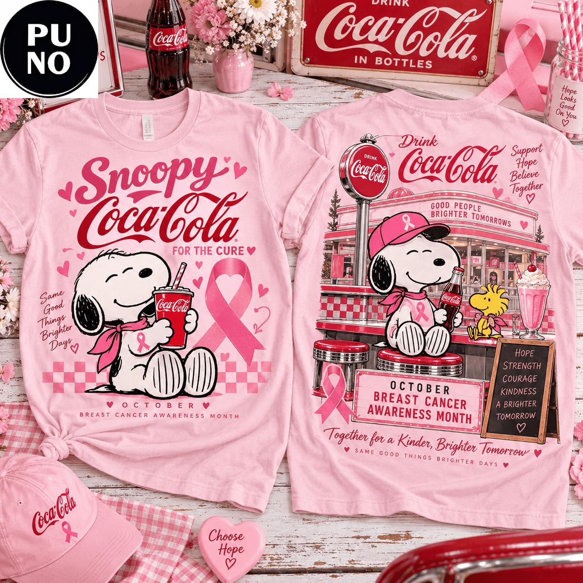 Snoopy x Coca-Cola 2026 Pink Ribbon Breast Cancer Awareness T-Shirt