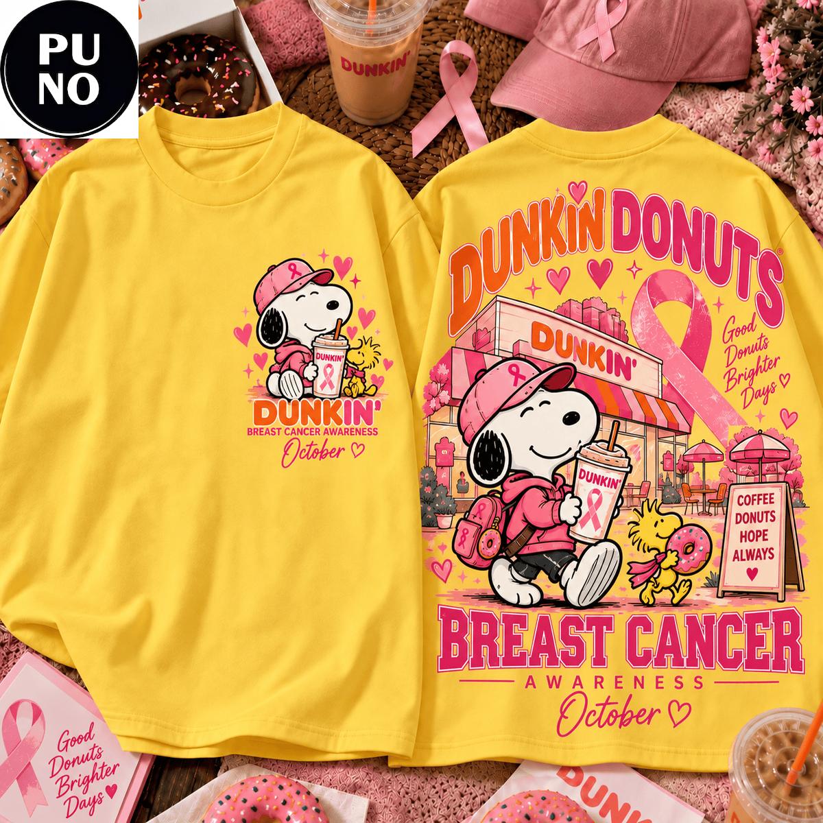 Snoopy x Dunkin’ Donuts 2026 Pink Ribbon Breast Cancer Awareness T-Shirt