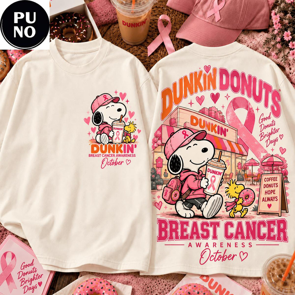 Snoopy x Dunkin’ Donuts 2026 Pink Ribbon Breast Cancer Awareness T-Shirt