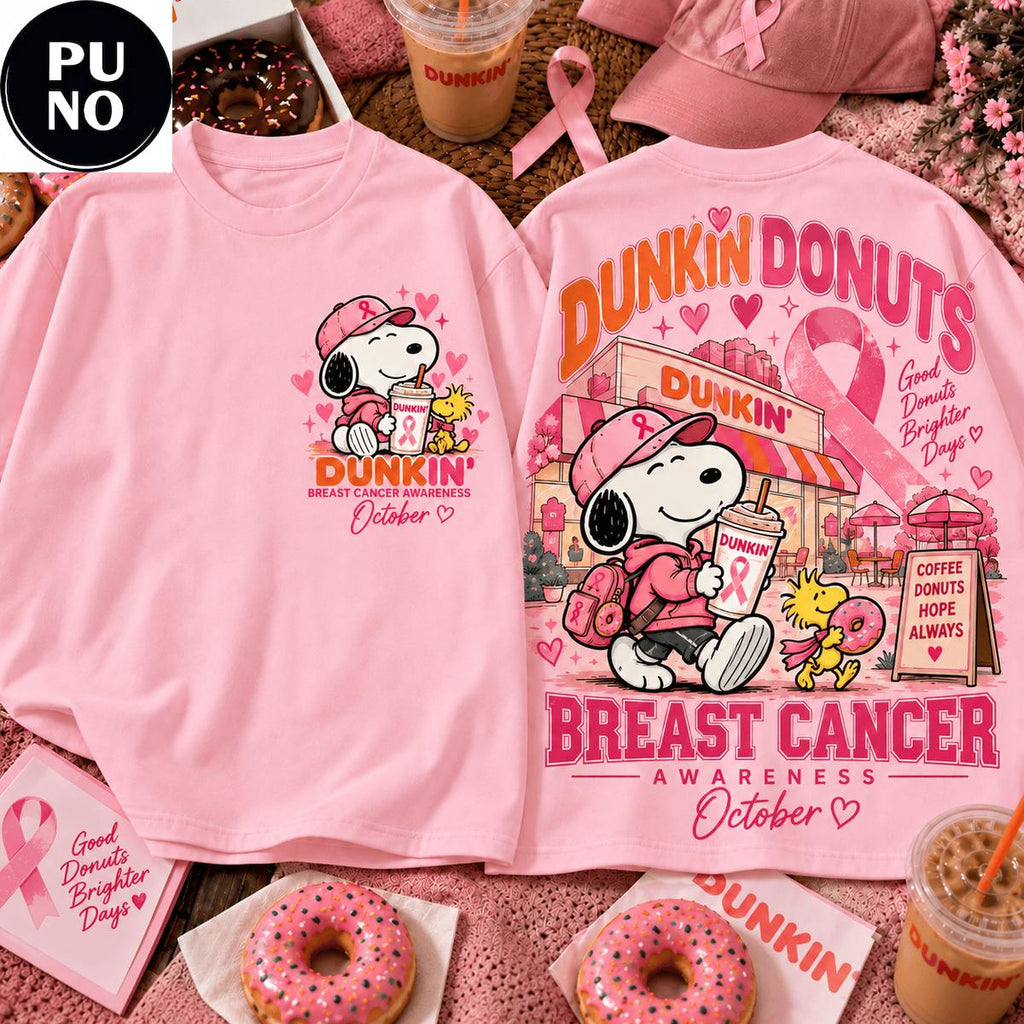 Snoopy x Dunkin’ Donuts 2026 Pink Ribbon Breast Cancer Awareness T-Shirt
