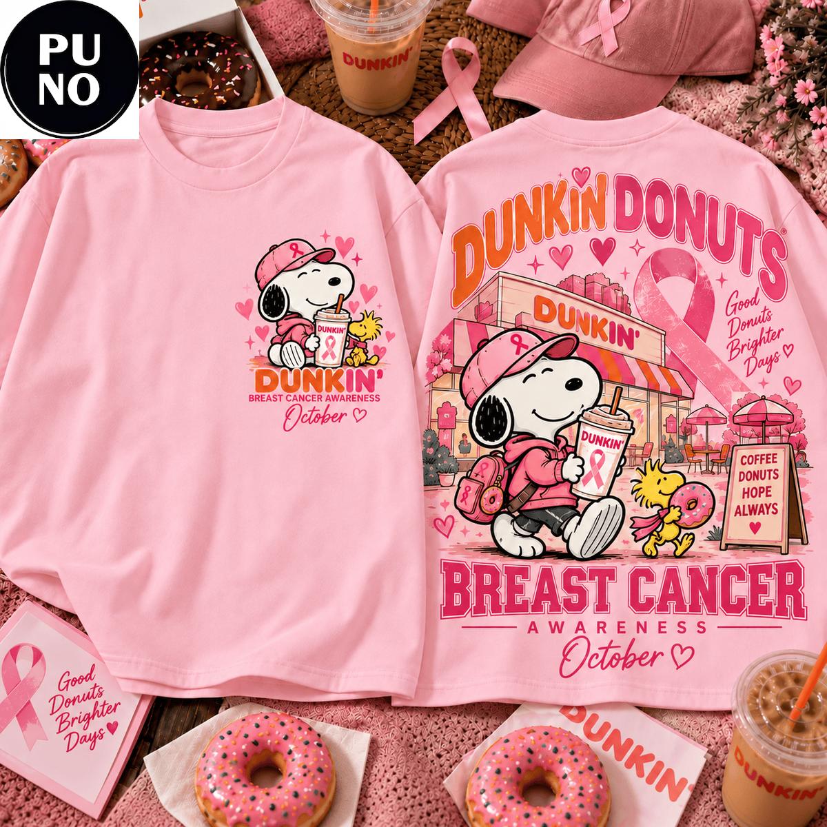Snoopy x Dunkin’ Donuts 2026 Pink Ribbon Breast Cancer Awareness T-Shirt