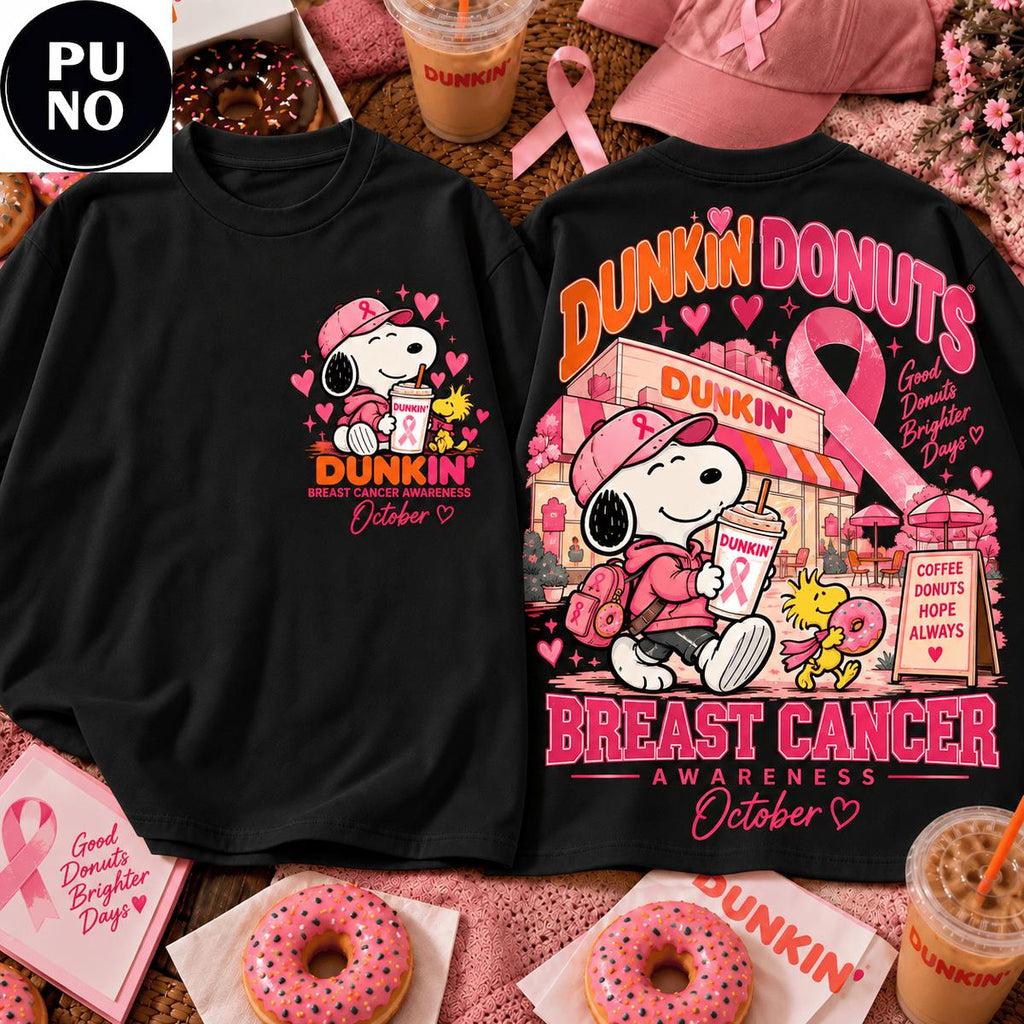 Snoopy x Dunkin’ Donuts 2026 Pink Ribbon Breast Cancer Awareness T-Shirt