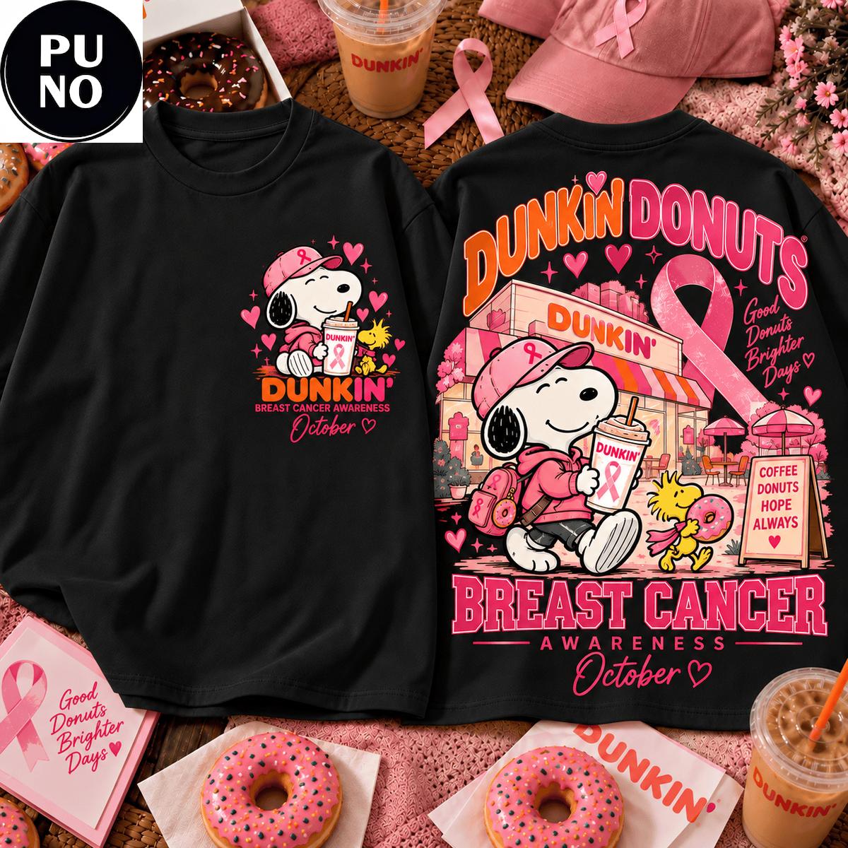 Snoopy x Dunkin’ Donuts 2026 Pink Ribbon Breast Cancer Awareness T-Shirt