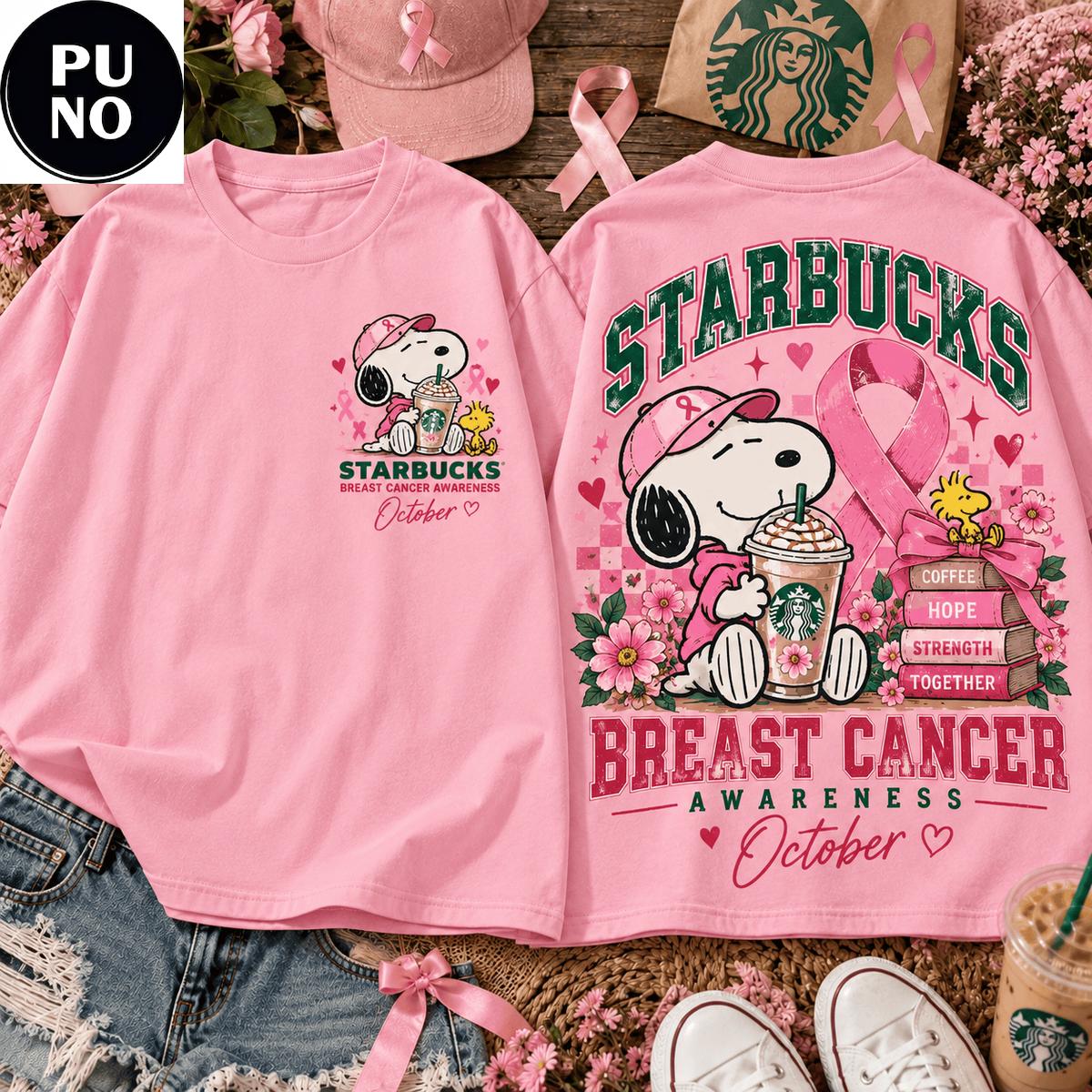 Snoopy x Starbucks 2026 Pink Ribbon Breast Cancer Awareness T-Shirt