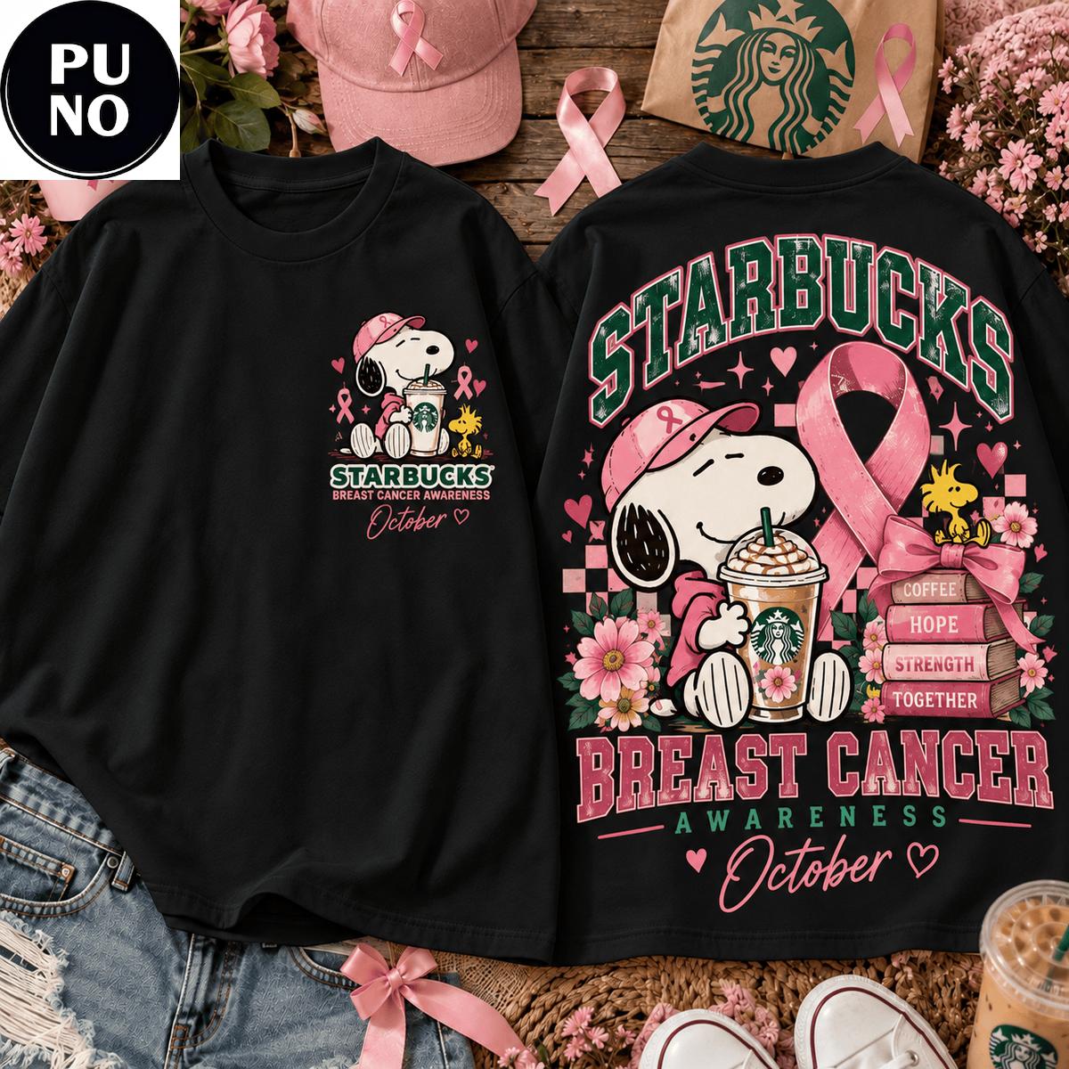 Snoopy x Starbucks 2026 Pink Ribbon Breast Cancer Awareness T-Shirt