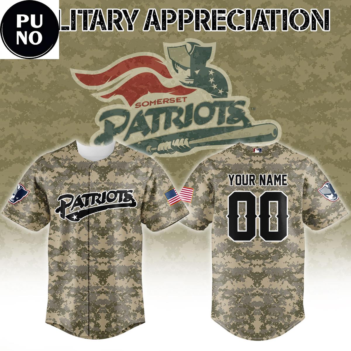 Somerset Patriots x Military Appreciation Night 2026 Personalized Baseball Jersey