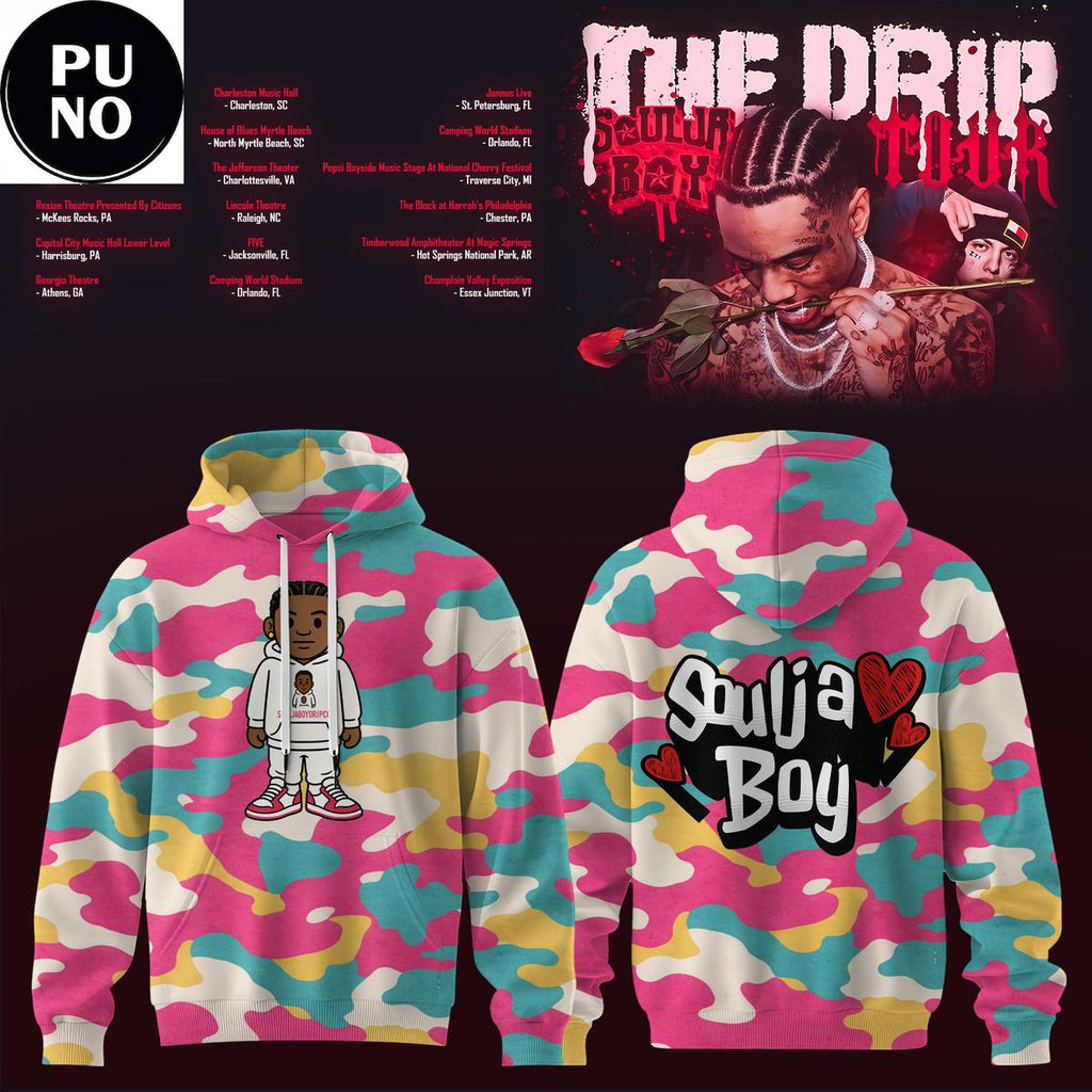 Soulja Boy The Drip Tour 2026 Camo Hoodie T-Shirt