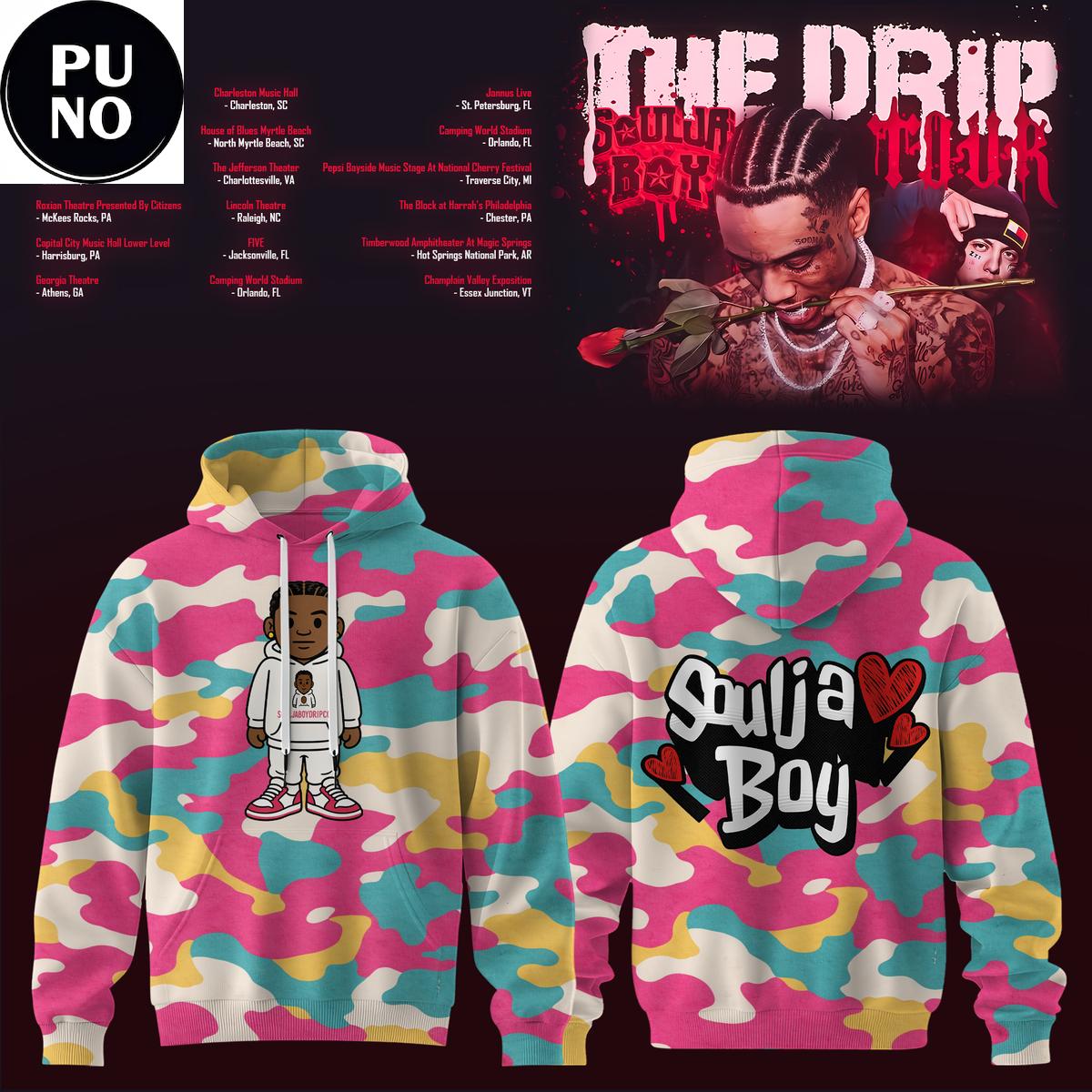 Soulja Boy The Drip Tour 2026 Camo Hoodie T-Shirt