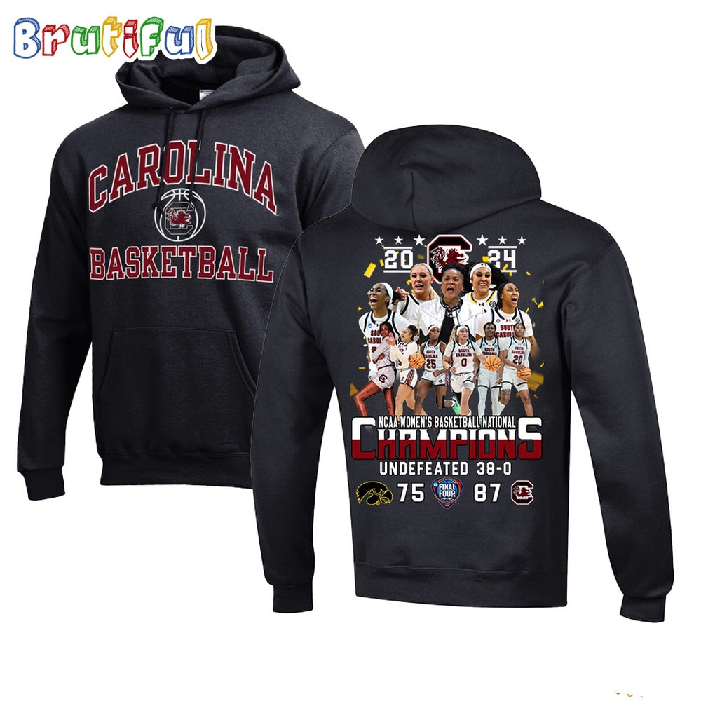 South Carolina Gamecocks 2024 NCAA Women’s Basketball National Champions Undefeated 38 0 Unisex Hoodie