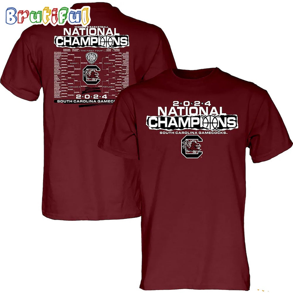 South Carolina Gamecocks 2024 NCAA Women’s Basketball National Champions Bracket Red Shirt
