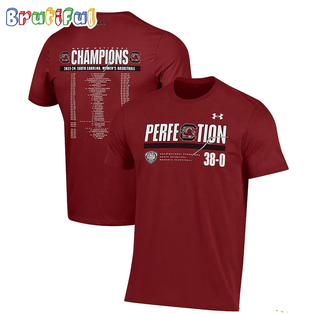 South Carolina Gamecocks 2024 NCAA Women’s Basketball National Champions Perfection Schedule T Shirt