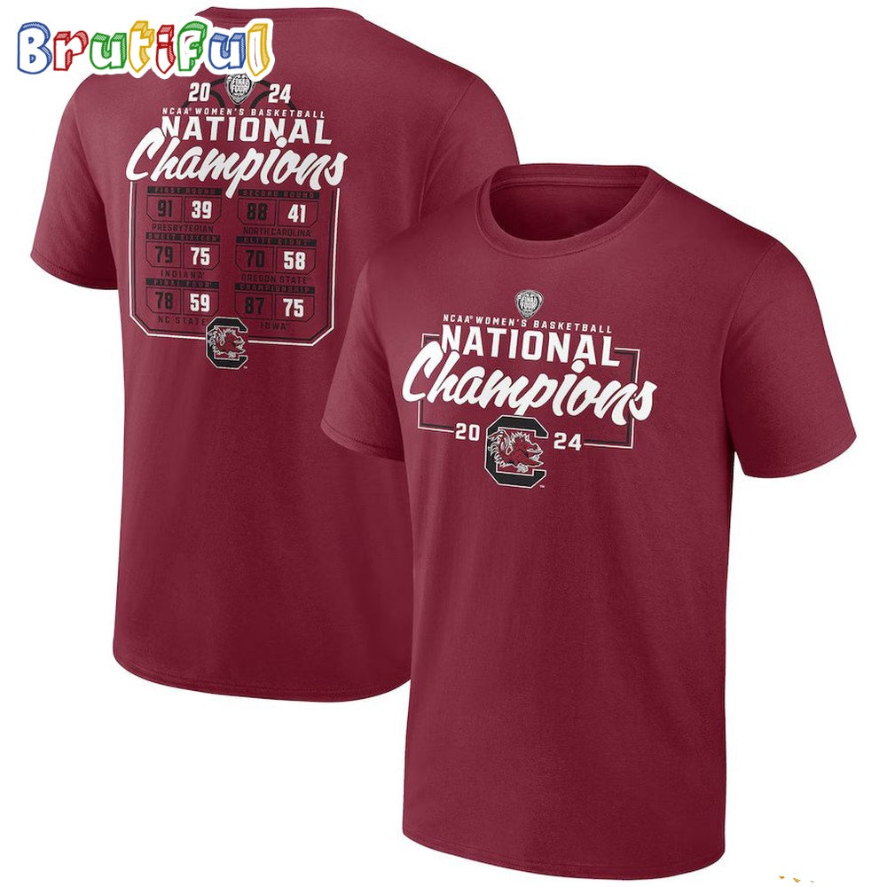South Carolina Gamecocks 2024 NCAA Women’s Basketball National Champions Schedule T Shirt