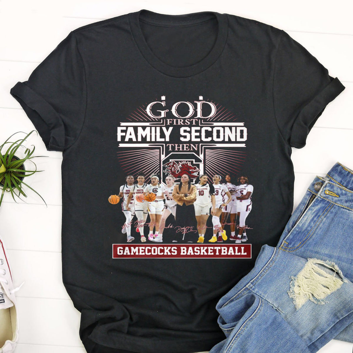 South Carolina Gamecocks 2024 Ncaa Women’s Basketball T Shirt, God First Family Second Then Gamecocks Basketball Shirt