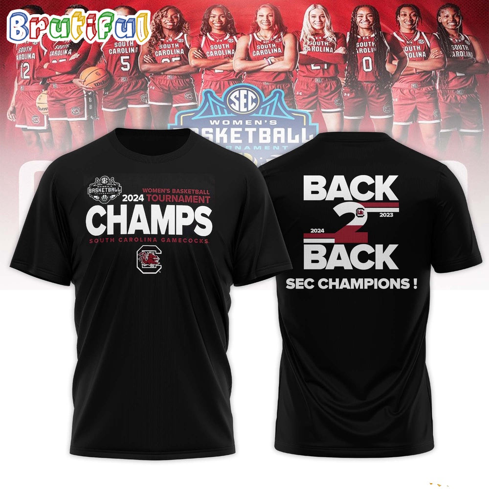 South Carolina Gamecocks 2024 SEC Women’s Basketball Conference Tournament Champions Locker Room T Shirt