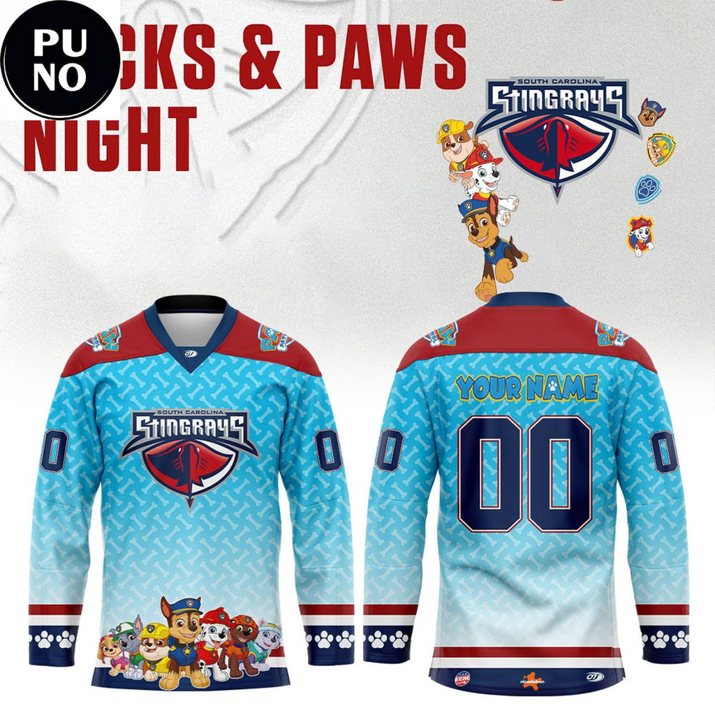 South Carolina Stingrays x Paw Patrol Day 2026 Personalized Hockey Jersey