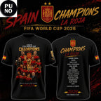Spain National Soccer FIFA World Cup 2026 Champions La Roja T-Shirt
