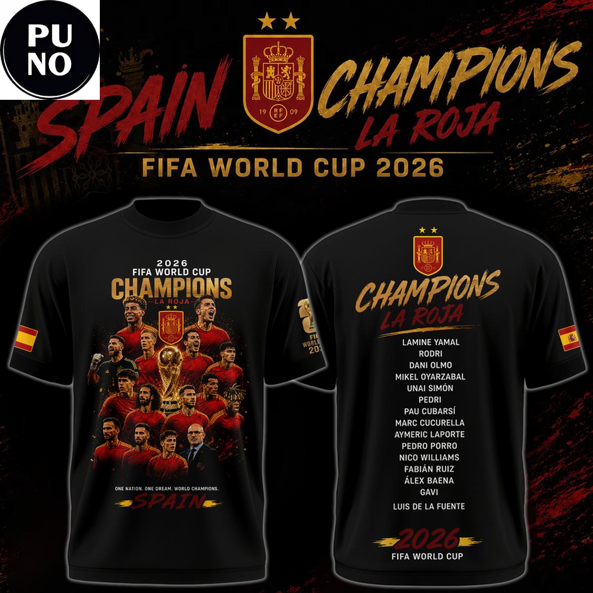 Spain National Soccer FIFA World Cup 2026 Champions La Roja T-Shirt